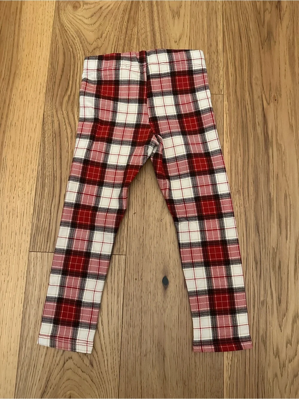 H&M Adjustable Waste Red, White, and Black Plaid Fleece Lined Toddler G Leggings